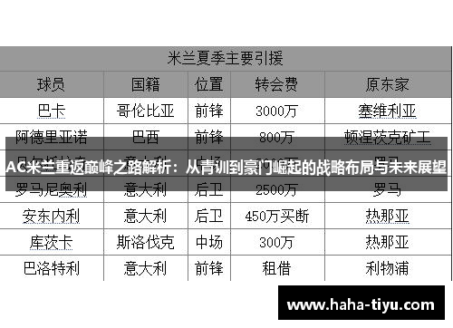 AC米兰重返巅峰之路解析：从青训到豪门崛起的战略布局与未来展望